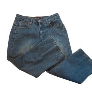 Lee Denim Capri High-Waisted Blue Jeans with Side Slits, Casual Stretch Fit